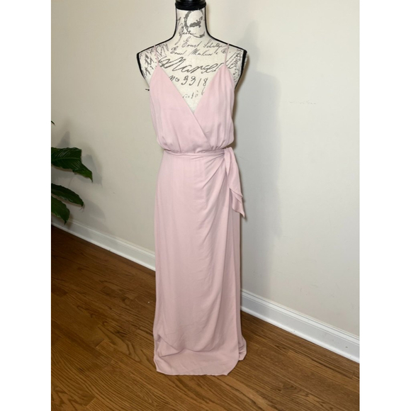 NEW WAYF Blush Pink Wrap Long Maxi Dress Sz S - Picture 1 of 12